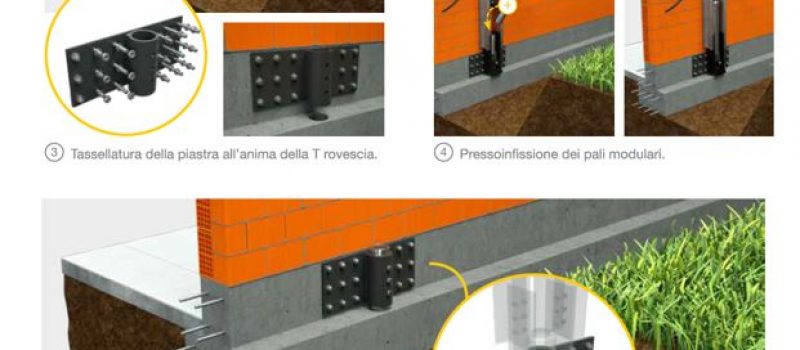 Pali precaricati su sezione fondamenta Pali precaricati su sezione fondamenta