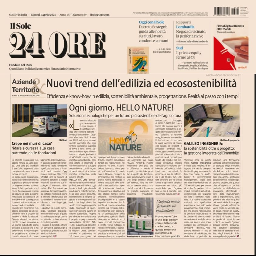 Articolo Sole 24Ore - Systab crepe nei muri